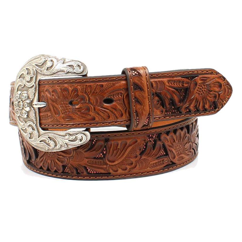 Nocona Womens Genuine Leather Embossed Floral Belt