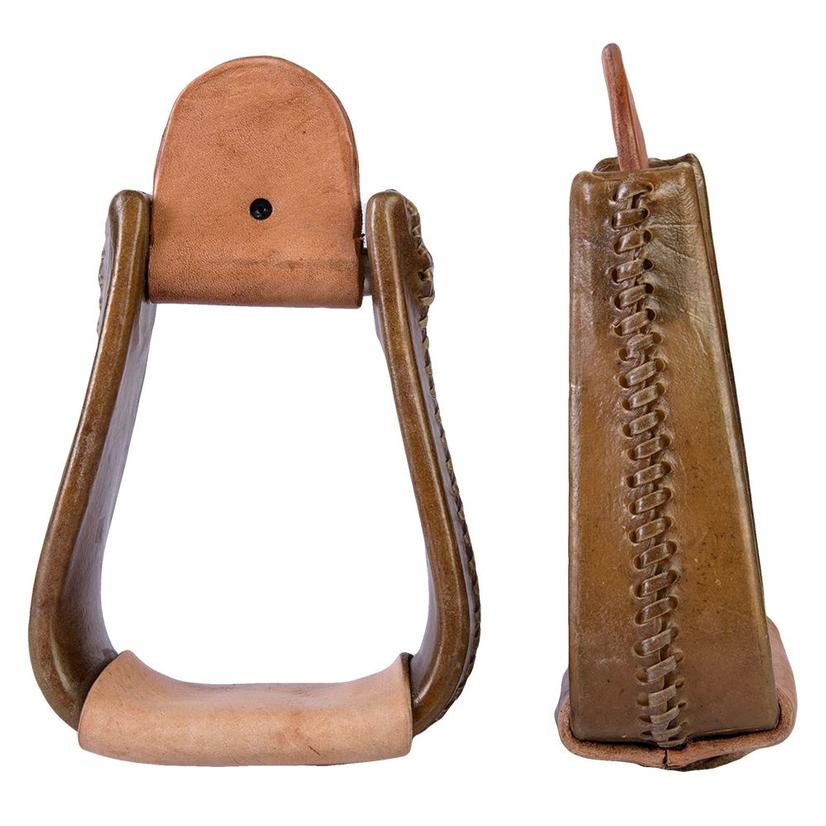 STT Laced Edge Rawhide Roper Stirrups 3"