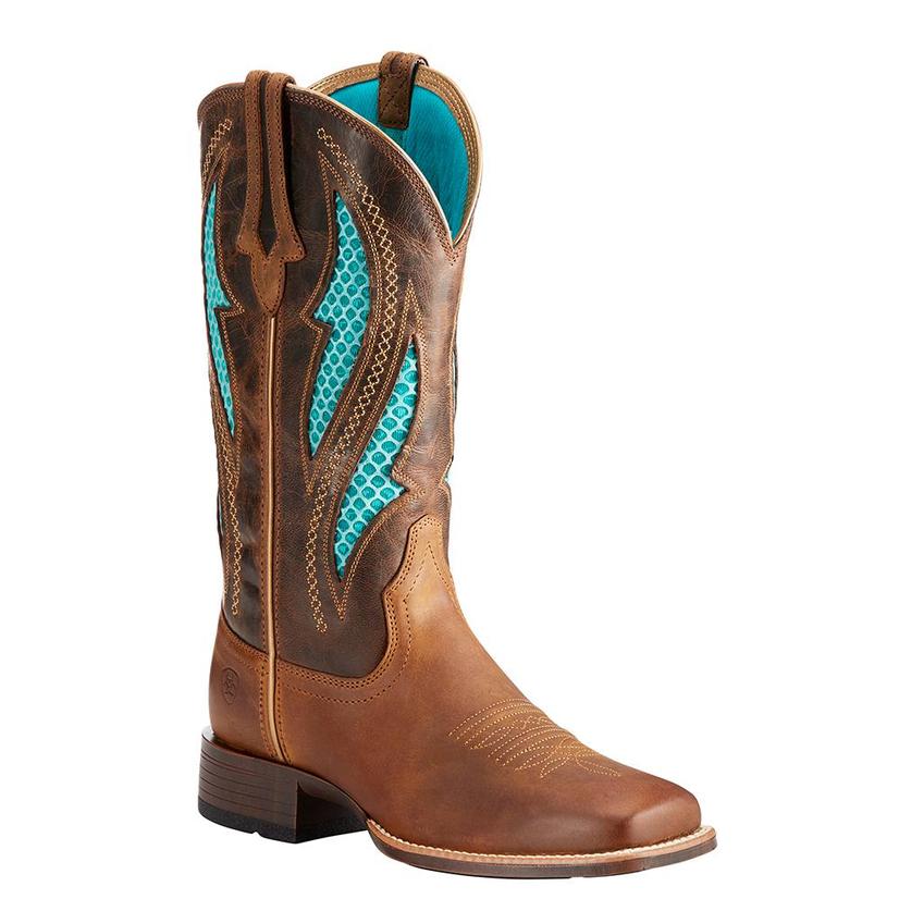 Ariat Women's VentTEK Ultra Distressed Brown and Turquoise Boot