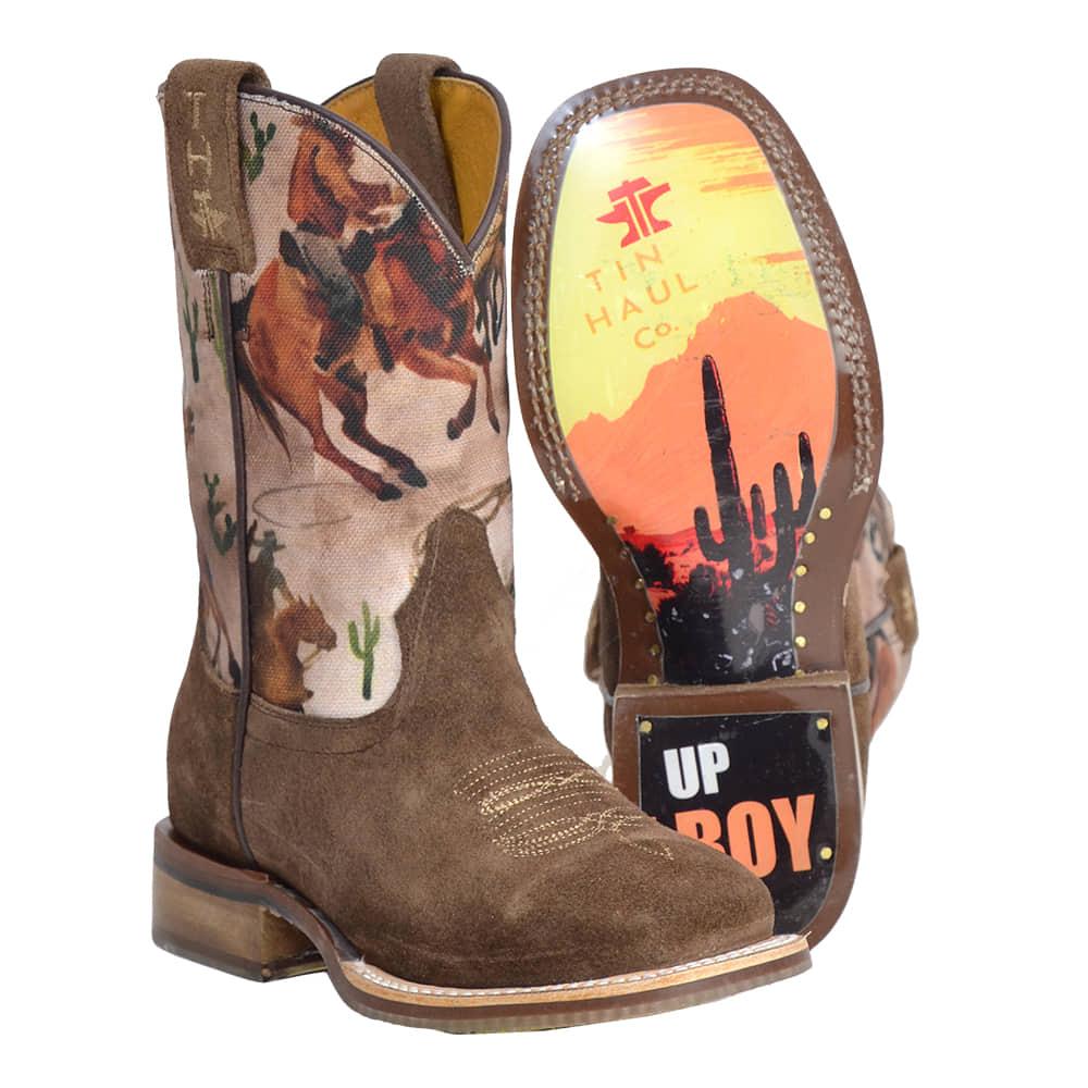 Tin Haul Roper Stetson Brown Boys Kid Boot