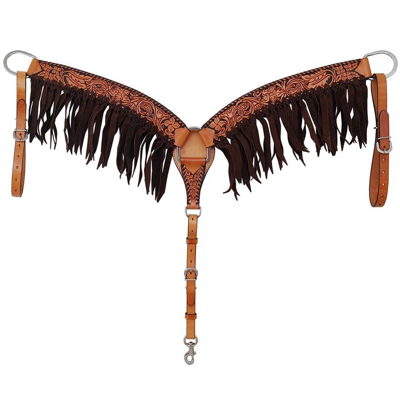 Rafter T Ranch Breast Collar Floral Tooled w/Fringe