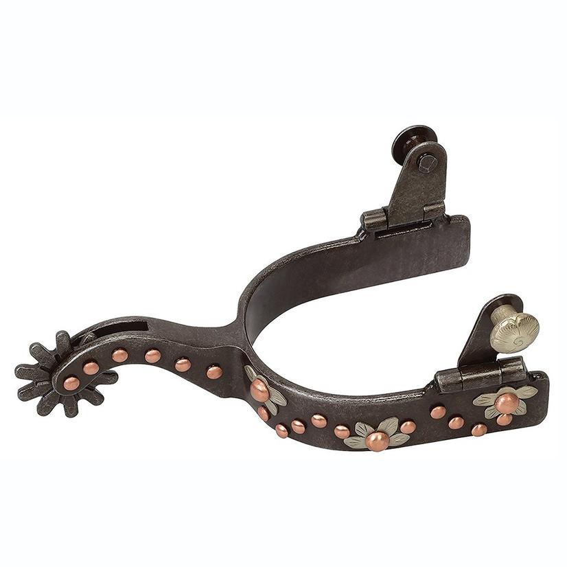 Weaver Ladies' Spurs German Silver Floral Trim w/Copper Dots