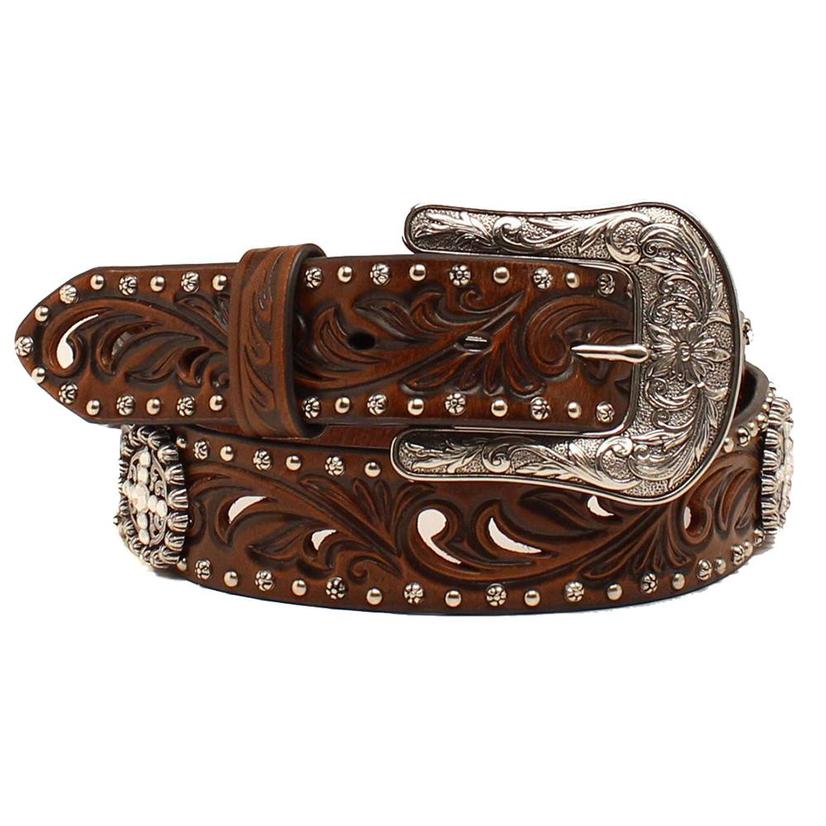 Womens Dark Brown Laser Cut with Concho Belt