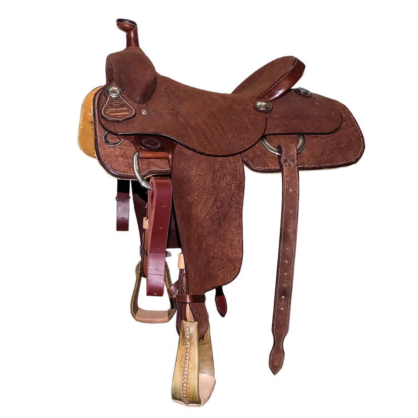 STT Team Roping Full Roughout Chocolate Heavy Oil Saddle