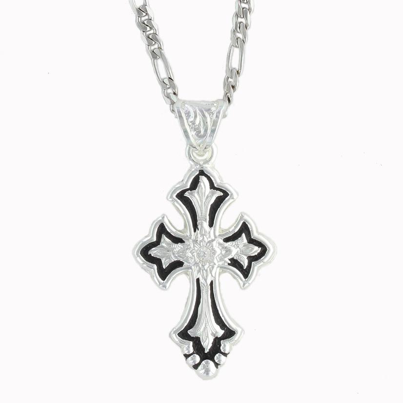 Montana Silversmith Silver Black Filigree Cross Cubic Zirconium Necklace