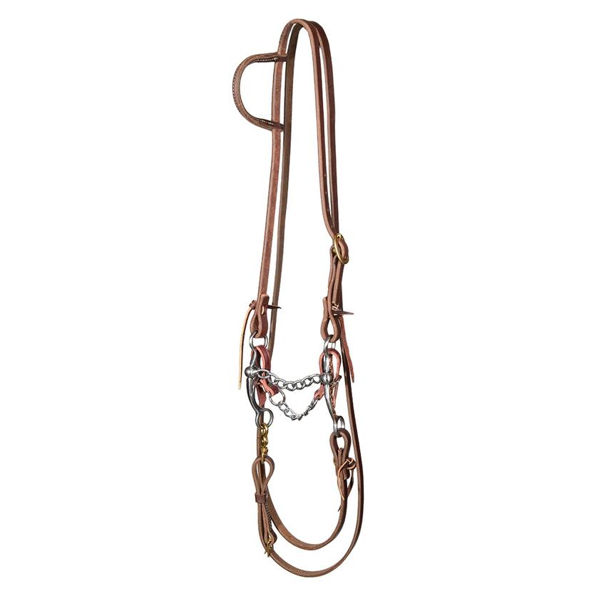 STT Slide Ear Roping Rein Bridal Set with Stockman 6inch Copper Shank Chain Bit