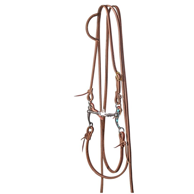 STT Slide Ear Split Rein Bridle Set with 6inch Turquoise Floating Space Bit