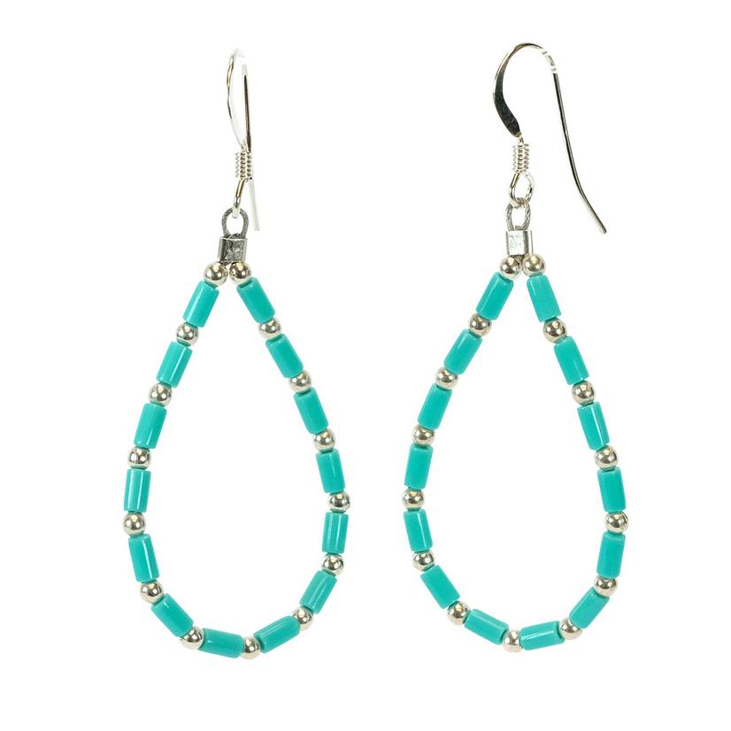 Turquoise and Silver Drop Style Earrings