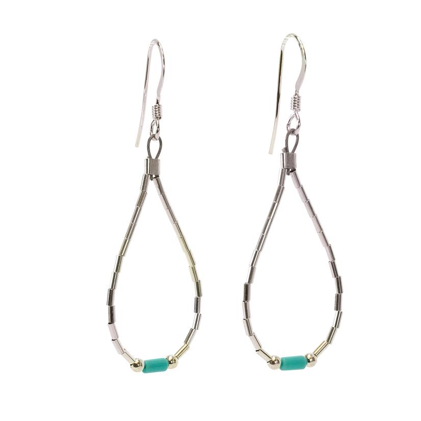 Turquoise and Silver Dainty Drop Earrings