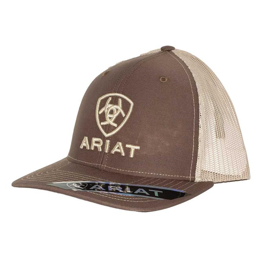 Ariat Brown and Khaki Logo Meshback Cap