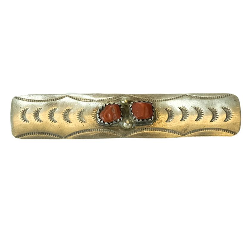 Vintage Sterling Silver and Coral Hat Pin