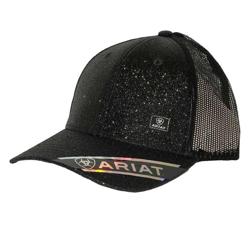 Ariat Black Sparkle Messy Bun Meshback Cap