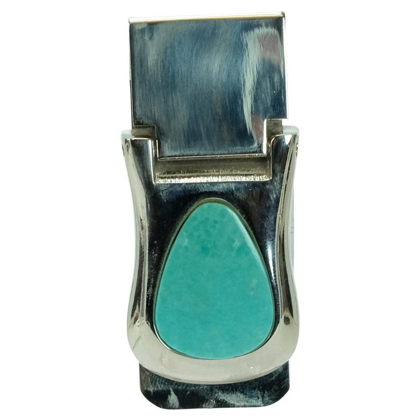 Sterling Silver and Teardrop Turquoise Money Clip