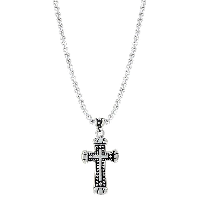 Monatana Silversmith Silver Cross Necklace with Geo Design