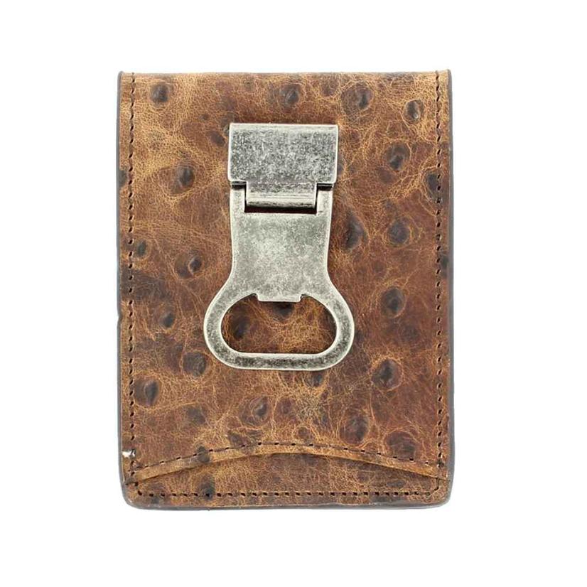 Nocona Brown Ostrich Bifold Bottle Opener Wallet