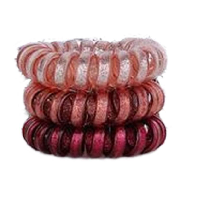 Hotline Hair Ties Petals Glitter Mini Set Maroon Rose Pink