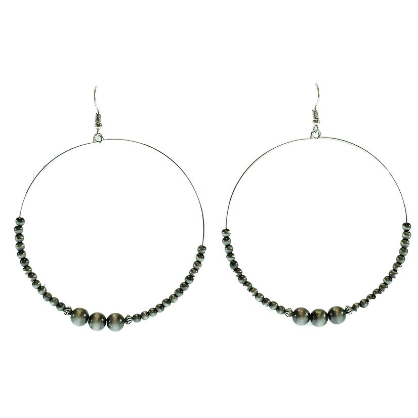 West & Company Faux Navajo Pearl Wire Beaded Dangle Hoop Earrings