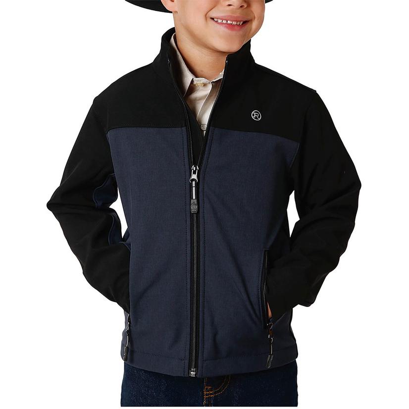 Roper Black Blue Tech Softshell Boy's Jacket