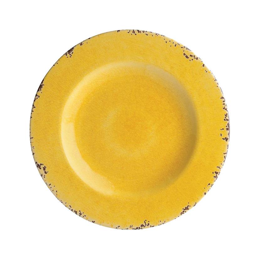 Crackle Melamine Yellow 8.75" Plate