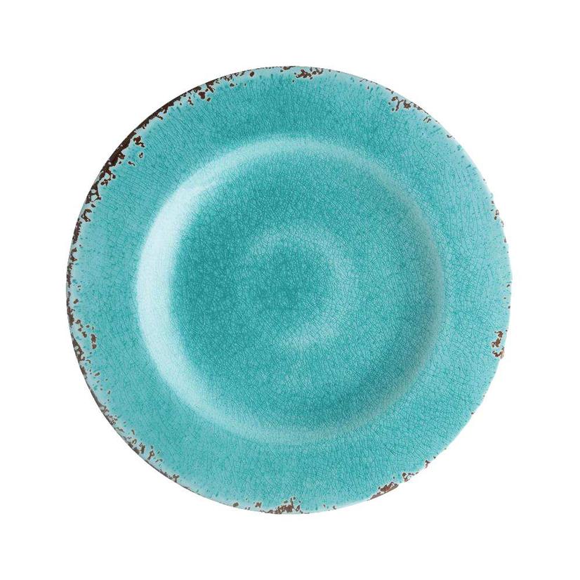 Crackle Melamine Turquoise 8.75" Plate