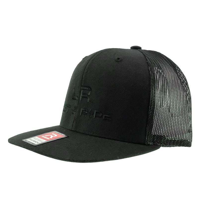 Let's Rope Black Flat Bill Logo Meshback Cap