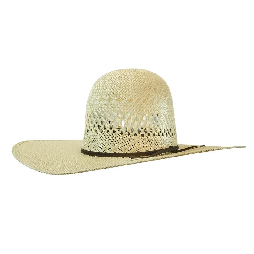 STT Natural Twisted Weave 2 Cord Chocolate Band 5" Brim Open Crown Straw Hat