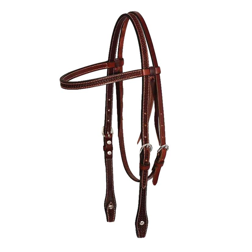 Cowboy Tack Rosewood Spider Stamp 5/8" Browband Headstall