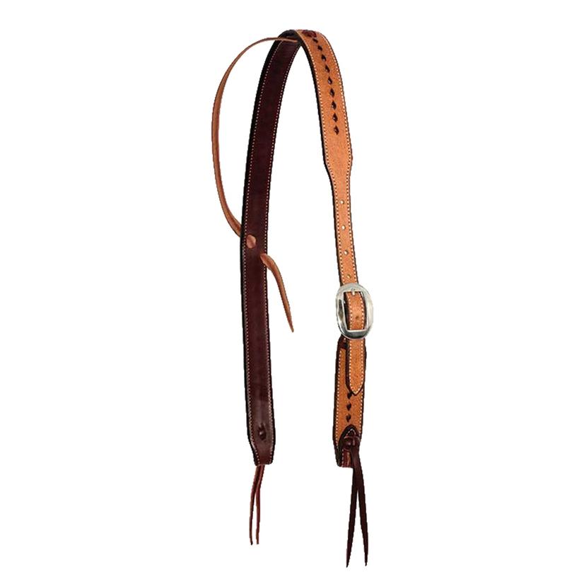 Cowboy Tack Slip Ear Roughout Buckstitch with Cowboy Knots Headstall