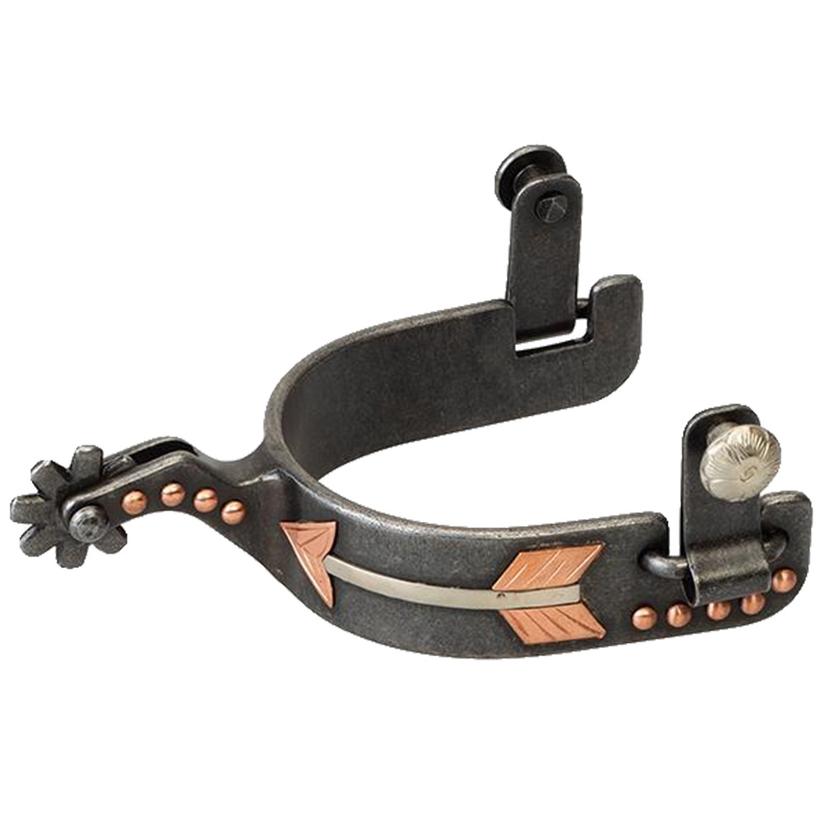 Ladies Black Spurs with Copper Arrow Design