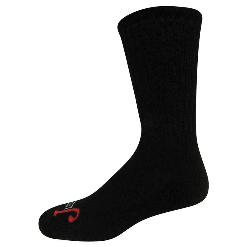 Justin Half Cushion Crew Black Socks 3pack