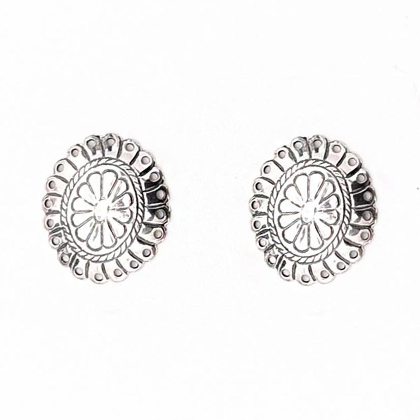 Small Silver Concho Stud Earrings