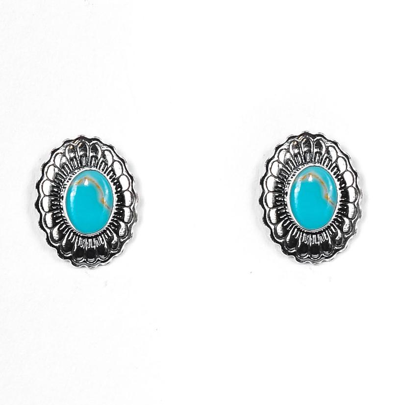 Small Turquoise Silver Concho Earrings