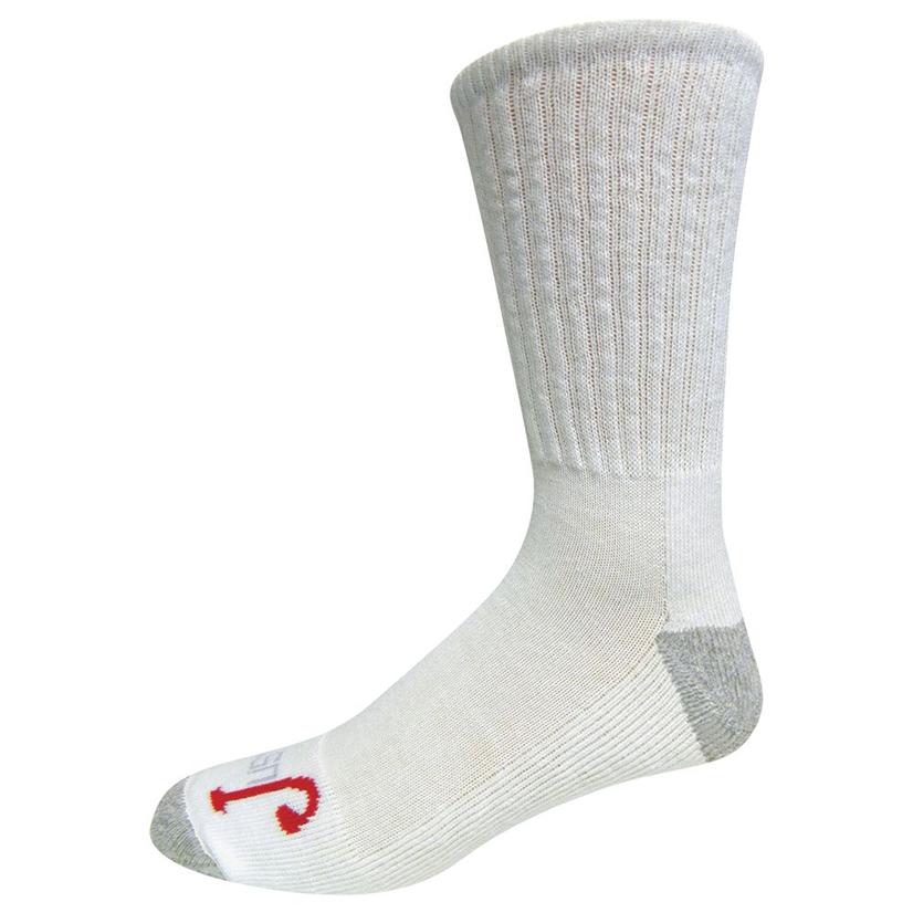 Justin Half Cushion White Crew Socks 3-Pack