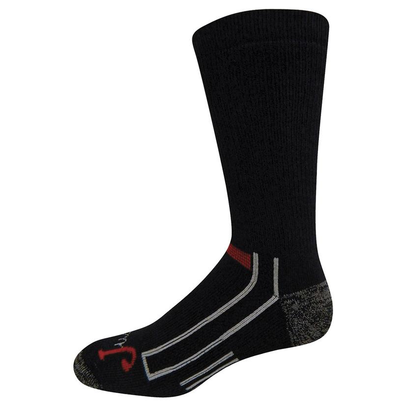 Justin Full Cushion Black Crew Socks - 2 Pack