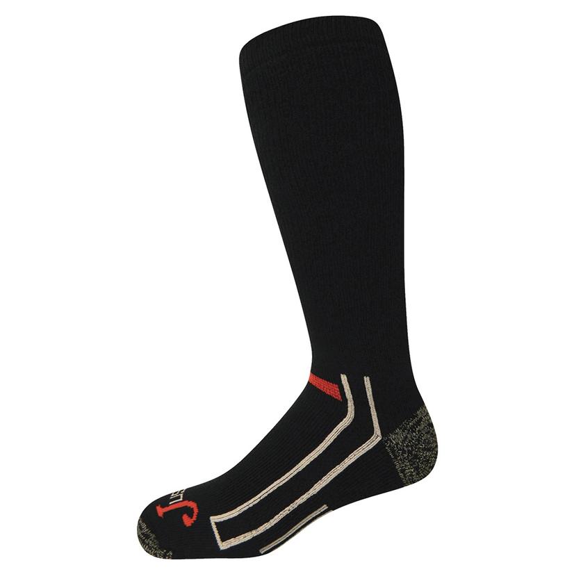 Justin Full Cushion Over The Calf Black Socks - 2 Pack