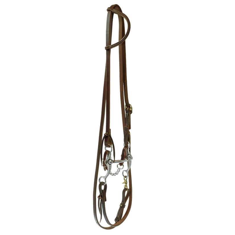 STT Short Shank Rasp Snaffle Bit Slide Ear Roping Rein Bridle Set