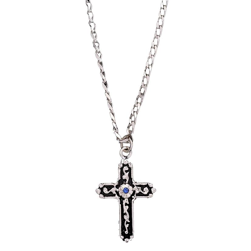 Silver and Black Cross Necklace