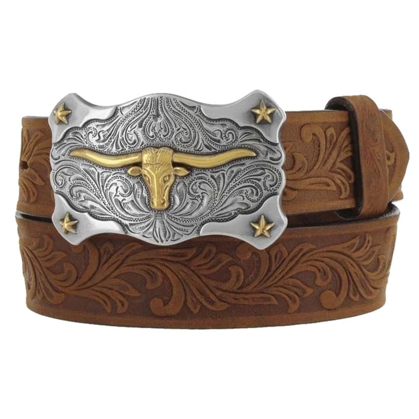 Tony Lama Little Texas Brown Aged Bark Kid Belt