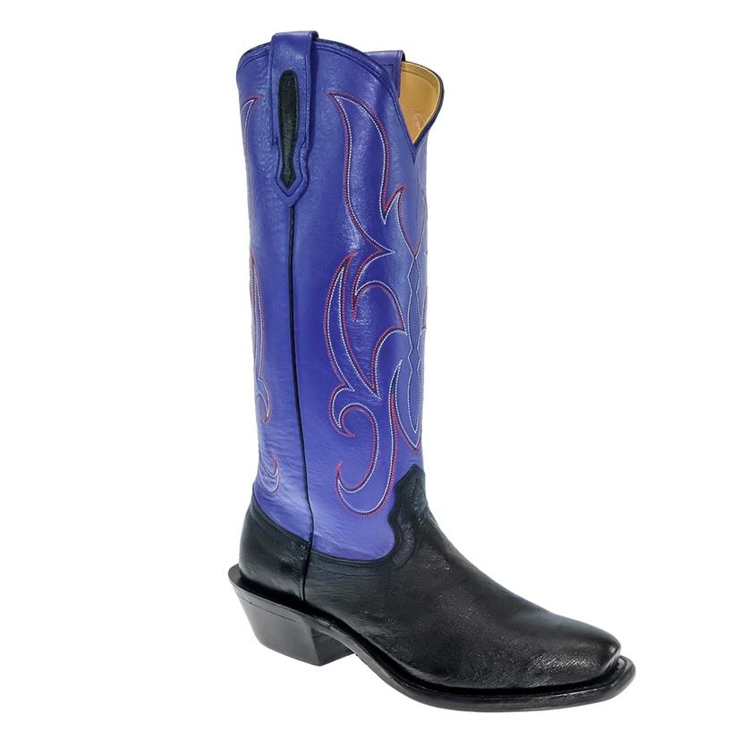 Fenoglio Electric Purple Black Smooth Ostrich Women's Boots