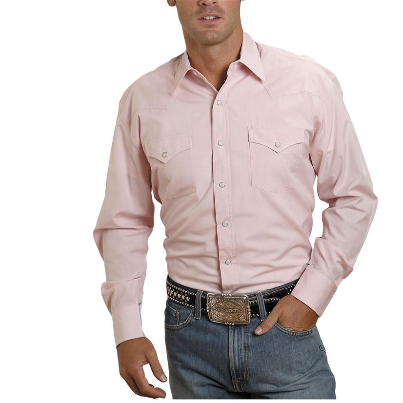 Stetson Pink Long Sleeve Pearl Snap Men's Shirt