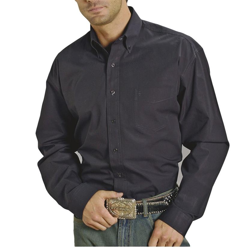 Stetson Black Long Sleeve Button-Down Men's Shirt