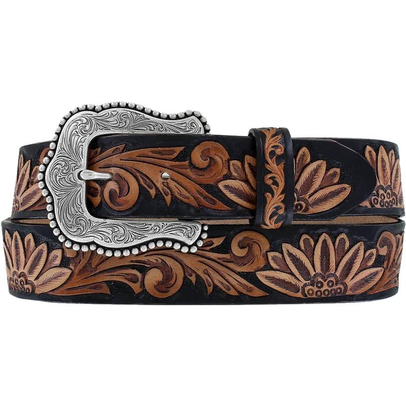 Tony Lama Brown Black Delheart Daisy Women's Belt