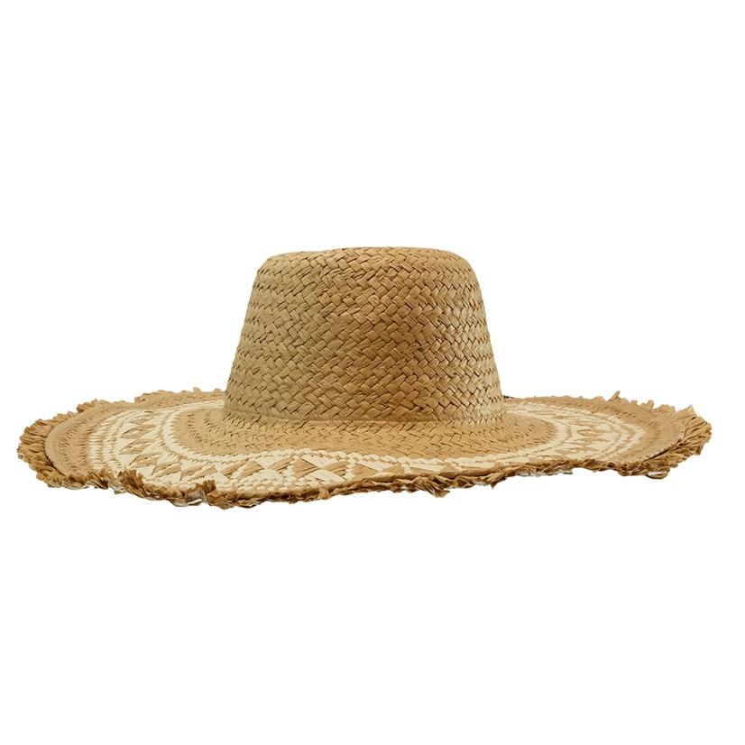 Blonde and Tan Woven Straw Hat