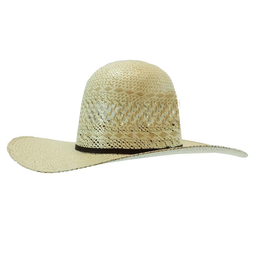 South Texas Tack Natural Tan Twisted Weave Leather Sweat Band 5" Brim Open Crown Straw Hat
