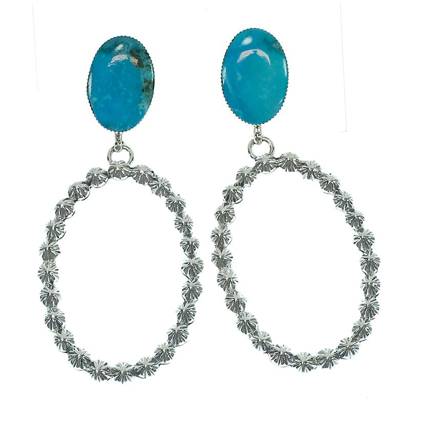 Silver and Turquoise Loop Earrings