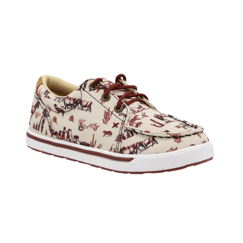 Twisted X Cream Western Print Kid Shoes