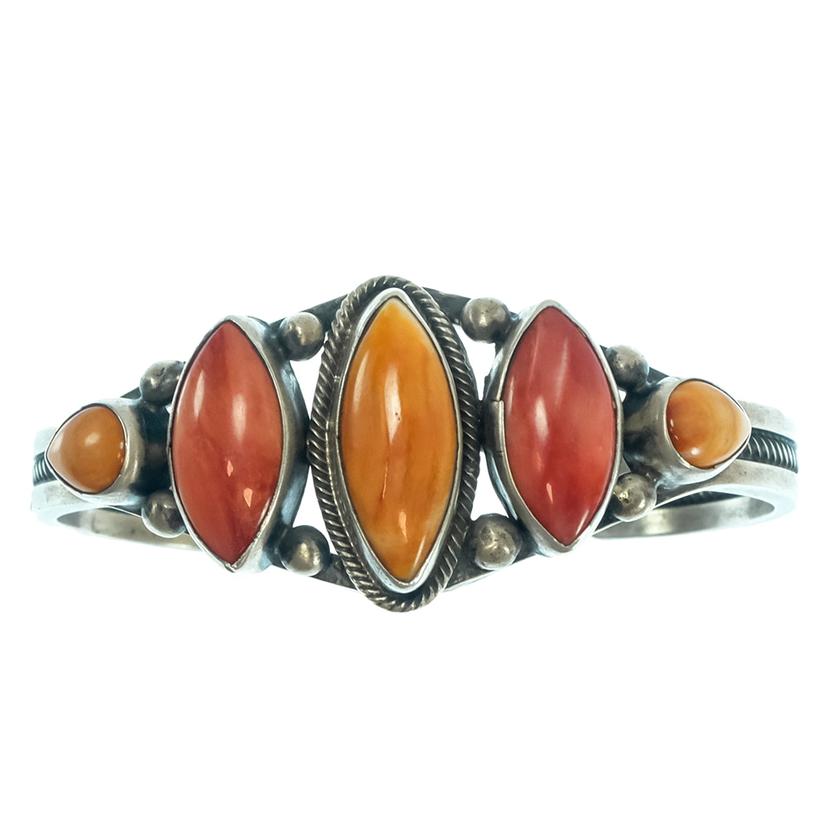 South Texas Tack Spiny Cuff Coral/Silver 5Stone