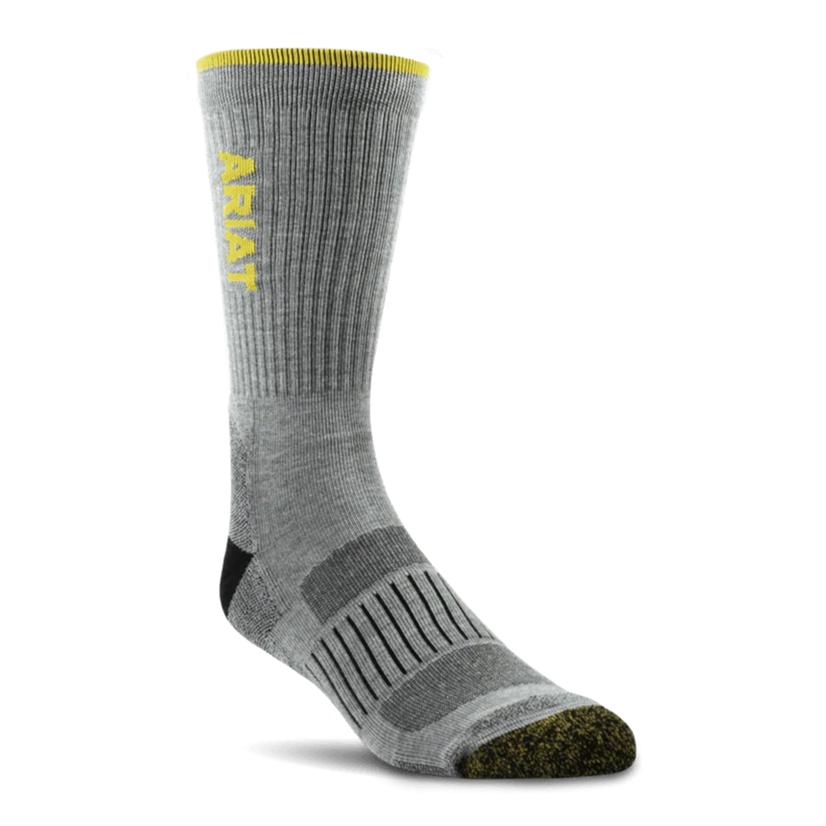 Ariat Unisex Grey Vented Performance Crew Socks