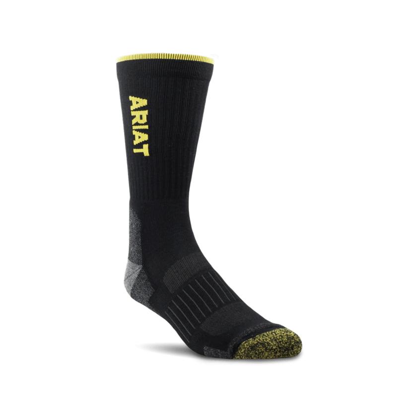 Ariat Unisex Black Vented Performance Crew Socks