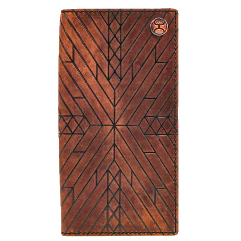 Hooey Brown Aztec Embossed Rodeo Men's Wallet with Hooey Logo Rivet